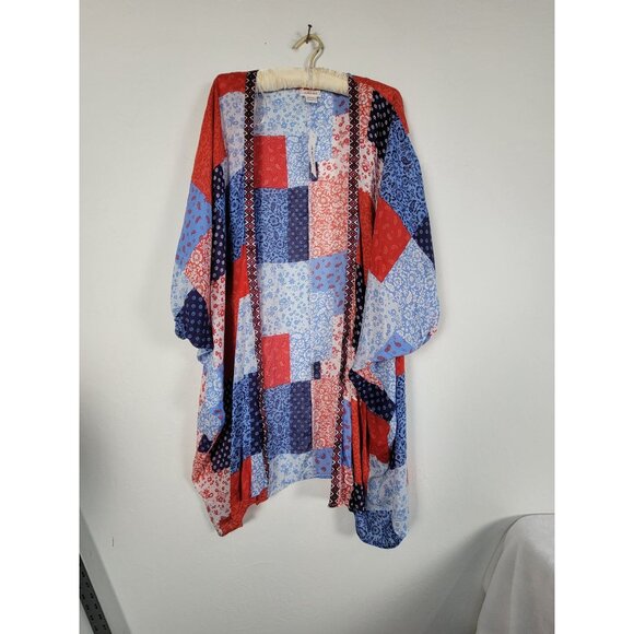 Ariat Womens Multicolor Patchwork Kimono Cover-Up One Size Lightweight New - Picture 1 of 10